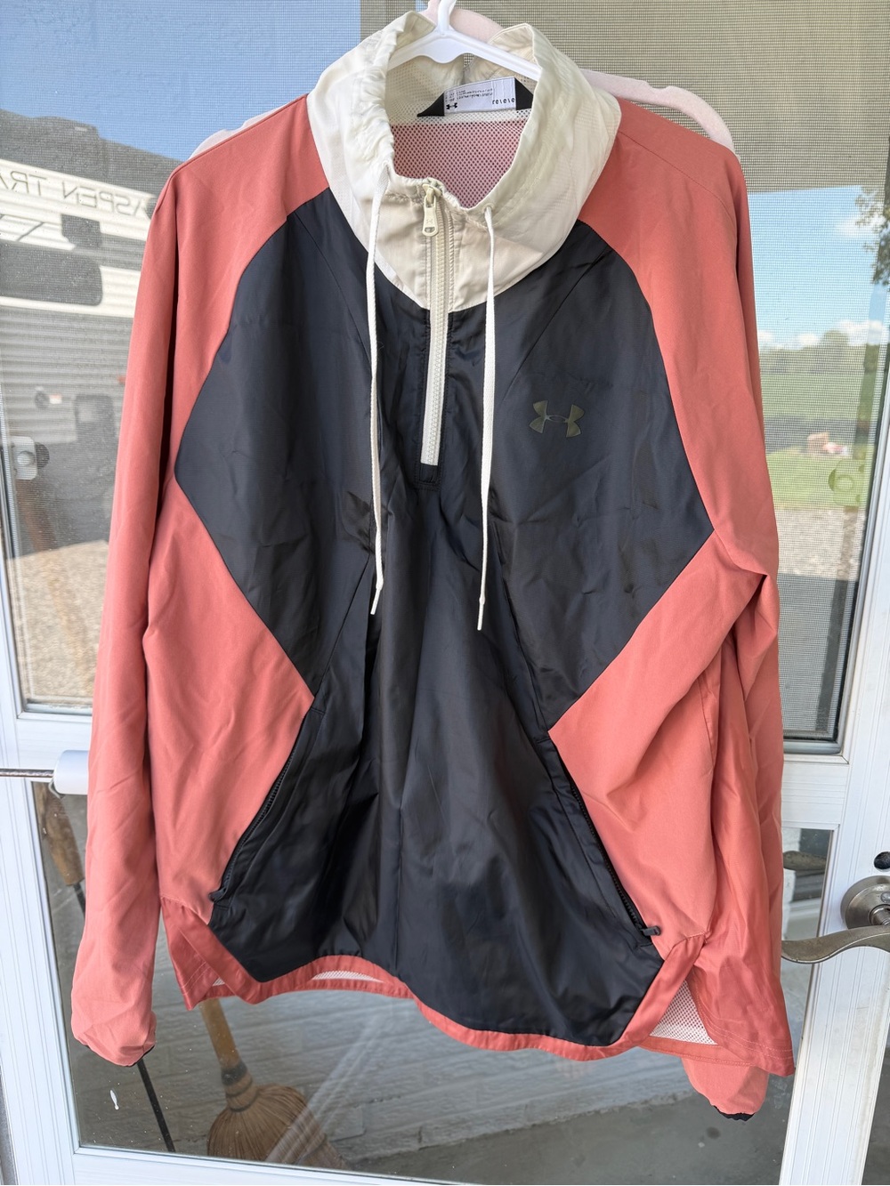 Under Armour Pink, Black & Cream Colorblock Half-Zip Pullover